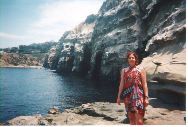 Anna at the cliffs, ready for snorkeling