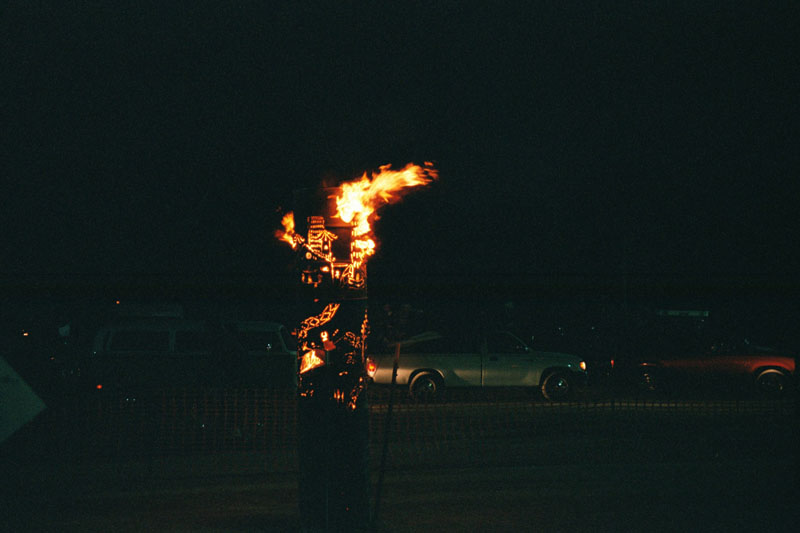 Burn barrels at the entrance to Burning Man