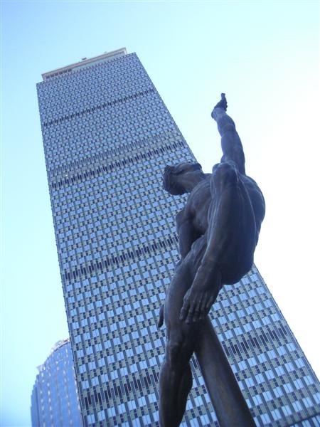 Boston statue and towers