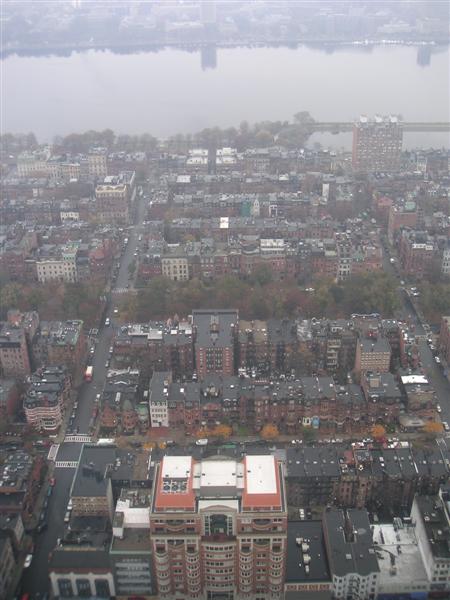 Looking down on Boston and the river