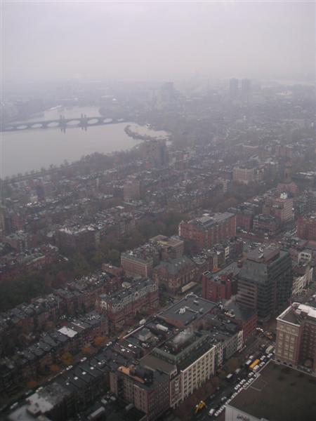 Looking down on Boston and the river