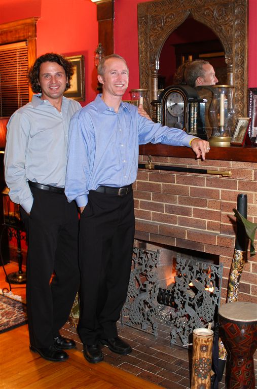 Pete and Paul at the fireplace