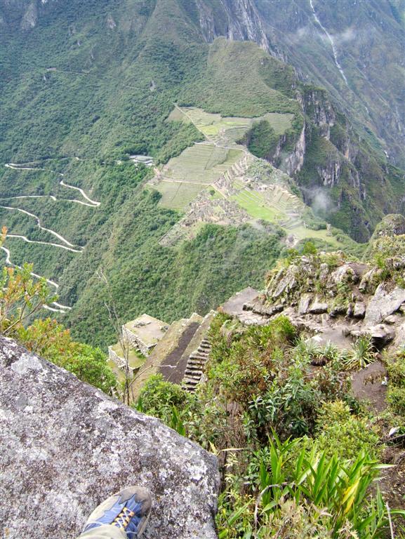 Machu Picchu from the boulders at the top of  Huayna Picchu