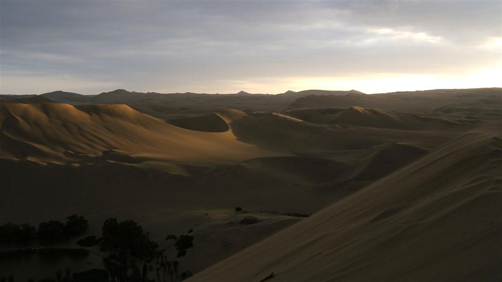 Sunset over the dunes of Huacachina