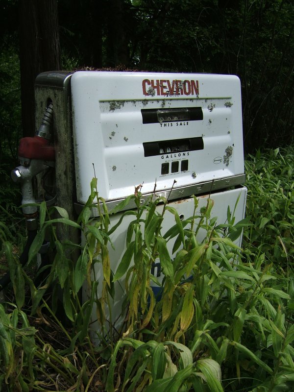 Old gas pump at the logging camp, former fishing resort