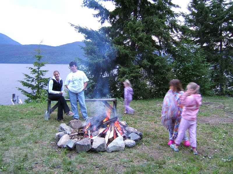 Randi making faces at the campfire