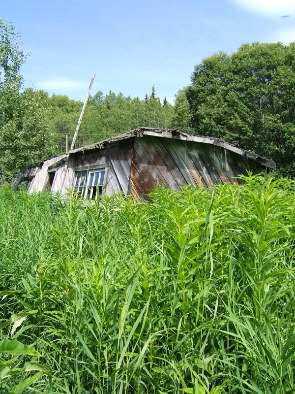 One of the sheds starts to lean