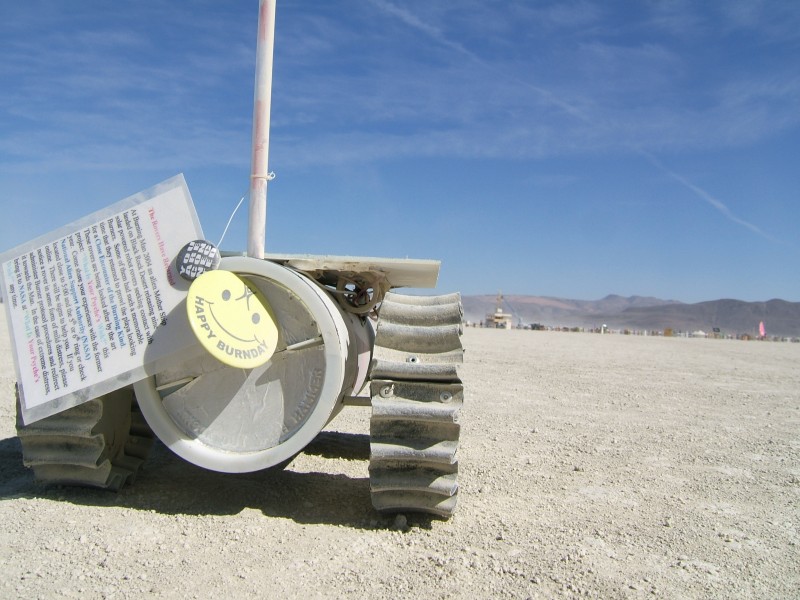 Slowly driving down the playa, solar powered