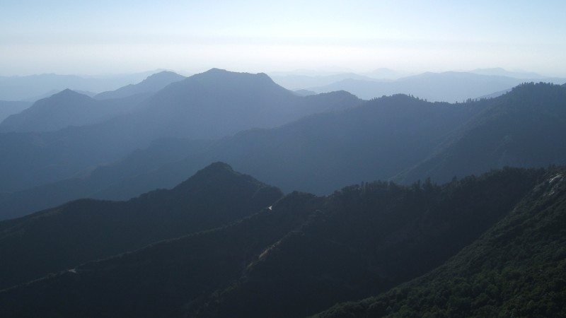 Haze and rolling hills