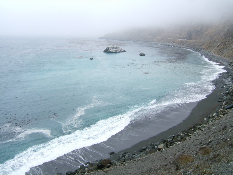 Ocean view with a big of fog off highway 1