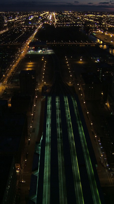 Train line at night