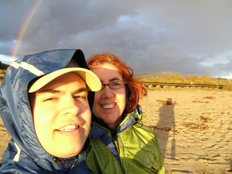 Anna and I enjoy the rainbow after sticking out the rain.