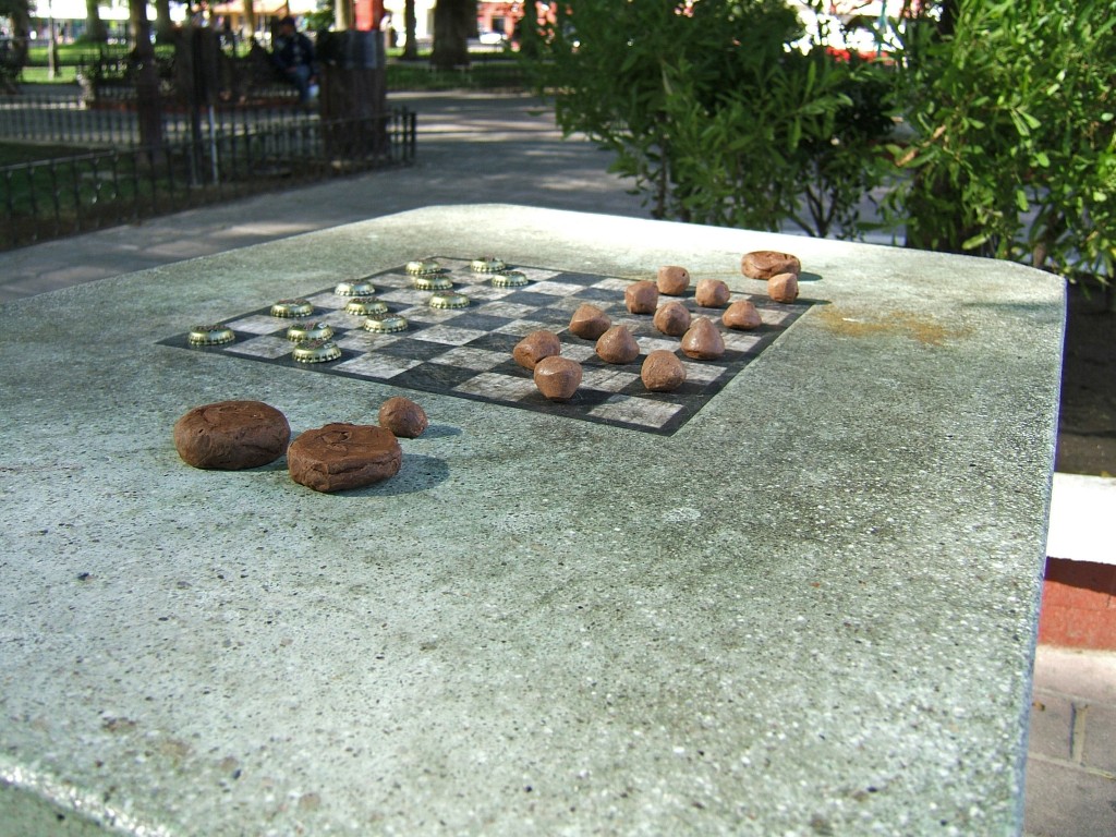 Tecate & clay checkers in the park.