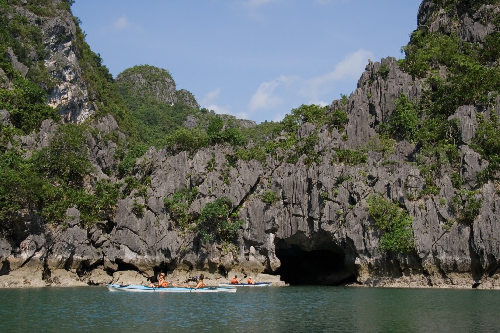 Kayaking through caves