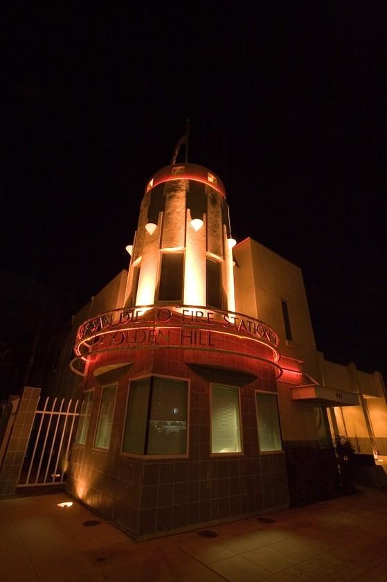 Golden Hill Fire Station by night