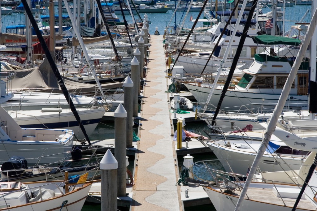 Docked boats at Sun Harbor Marina