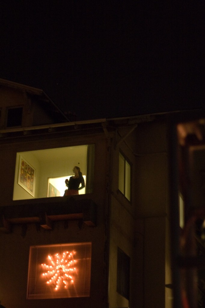 Dancing in a window at the Golden Hill Block Party