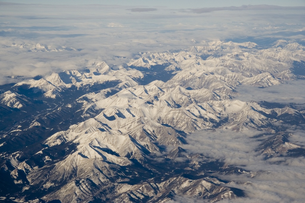 Flying over the Rocky Mountains