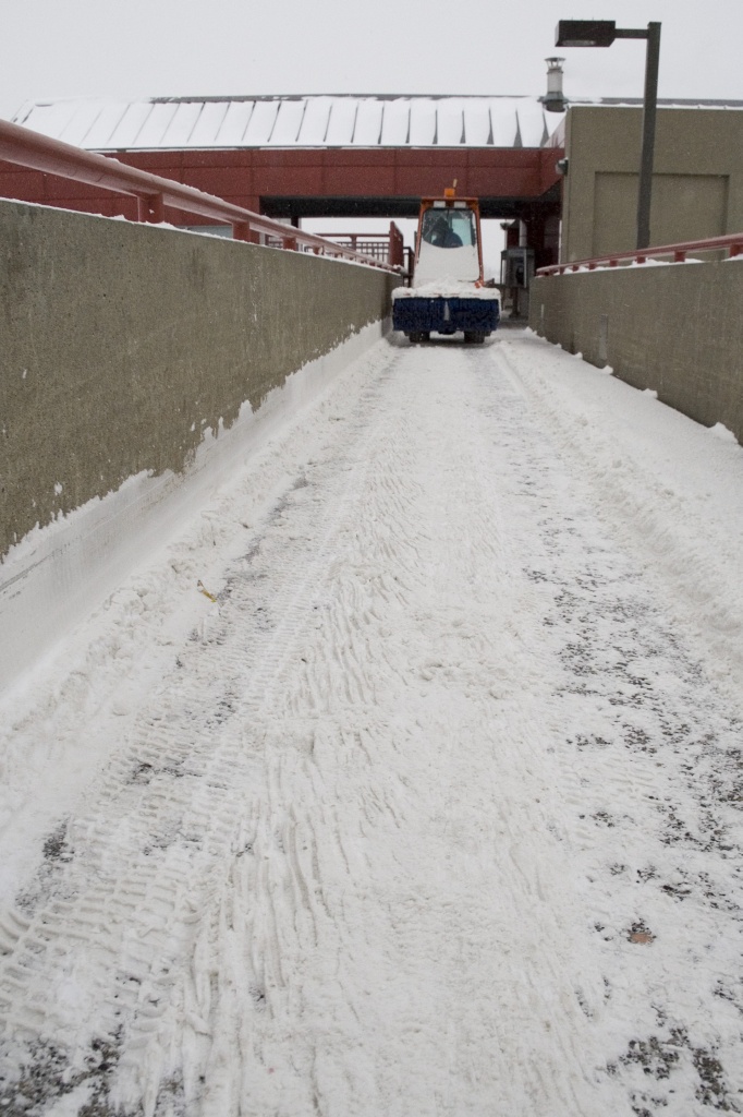 Snow sweeper on the CTrain walkway