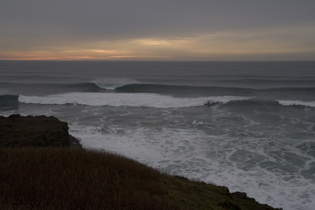 Surf and sunset near Yaquina Head