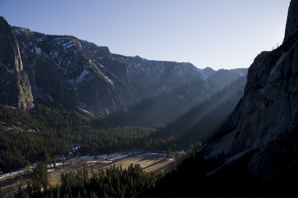 Last rays of sun for Yosemite Valley