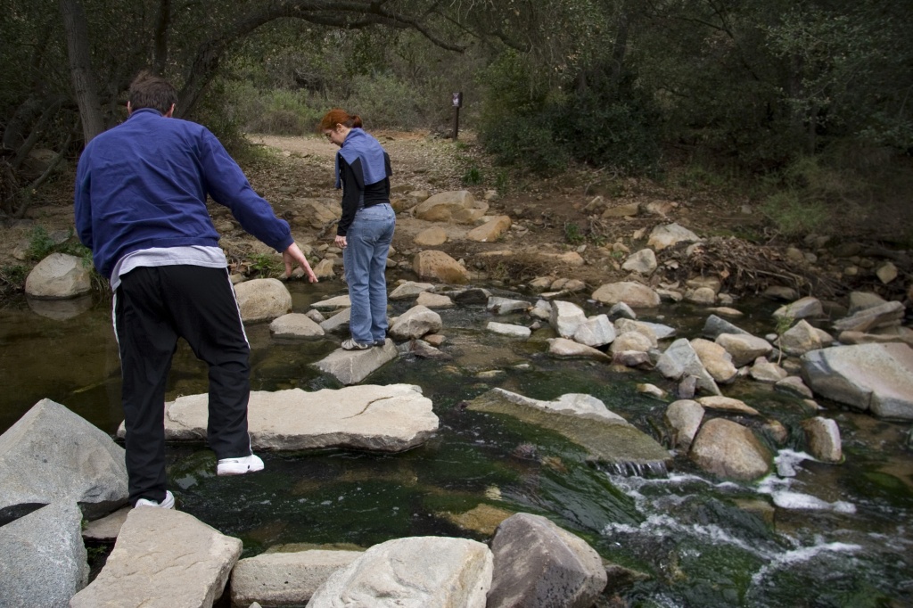 Phil and Anna crossing Escondido Creek