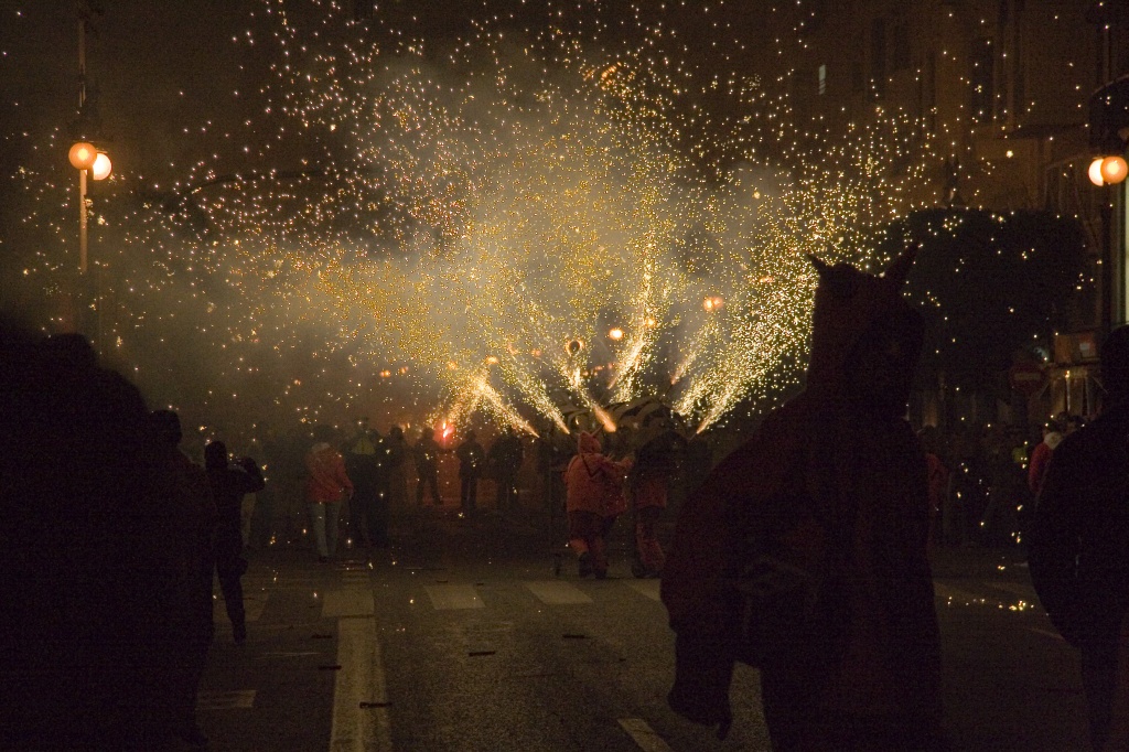 Steel creature spraying fireworks