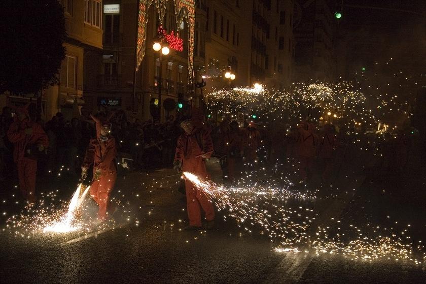 Red devils spraying sparks