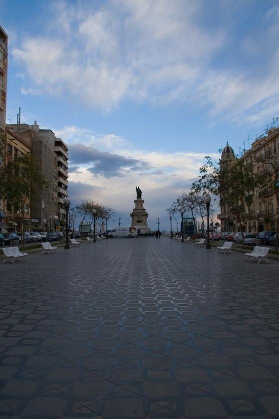 Looking down Rambla Nova to the sea