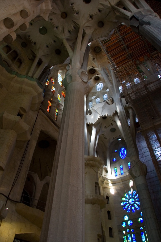 Looking up in Sagrada Família