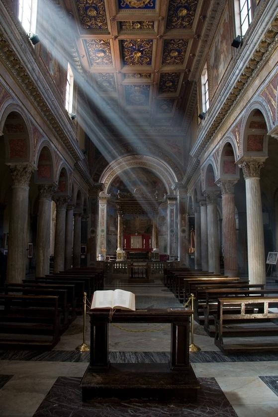 Inside a church next to the Theater of Marcellus