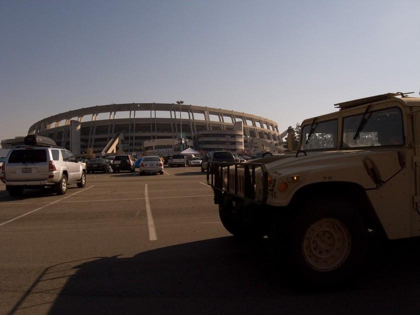 National Guard patroling Qualcomm Stadium