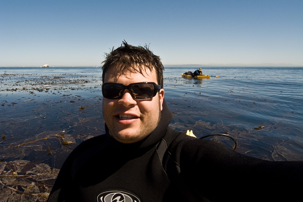 Chris in kayak after the dive