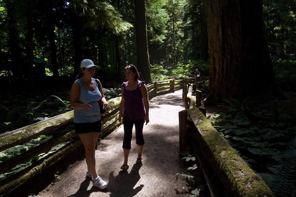 Janice and Randi walking Cathedral Grove