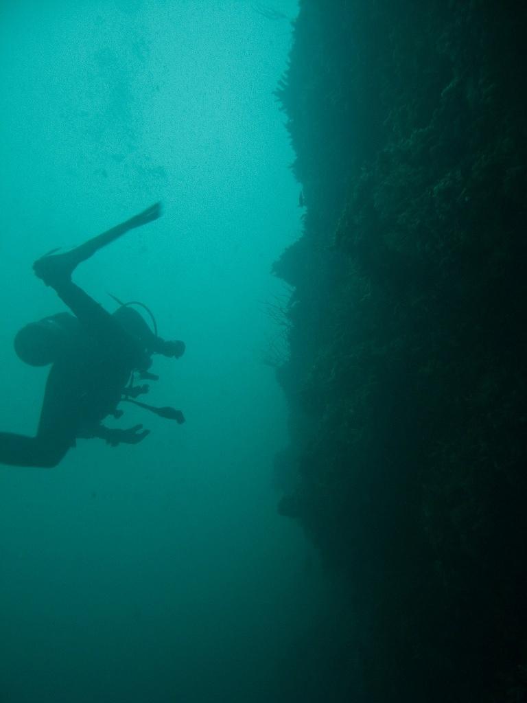 Swimming along the wall