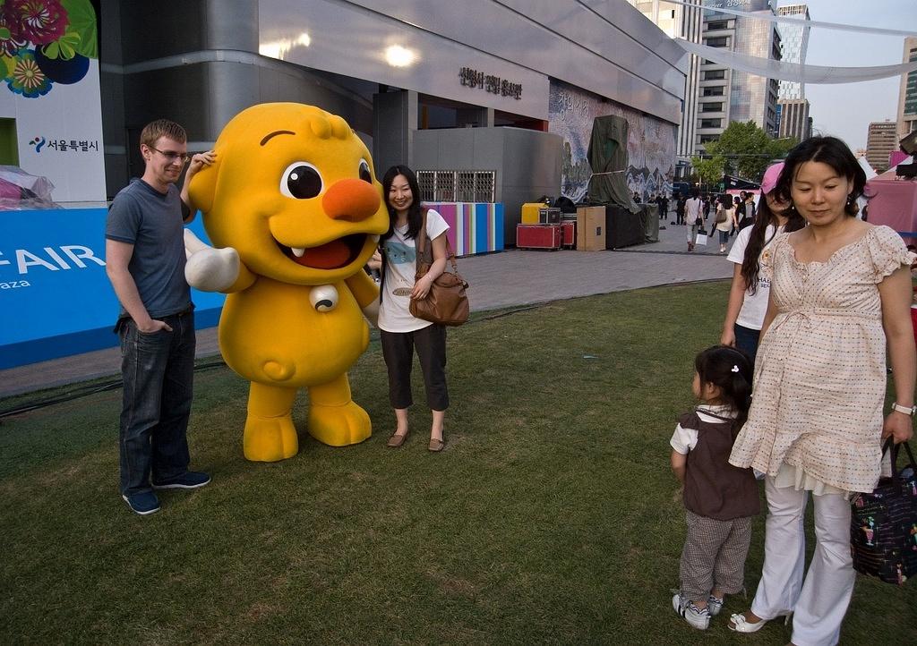 Kerey and Sharon get some mascot loving in