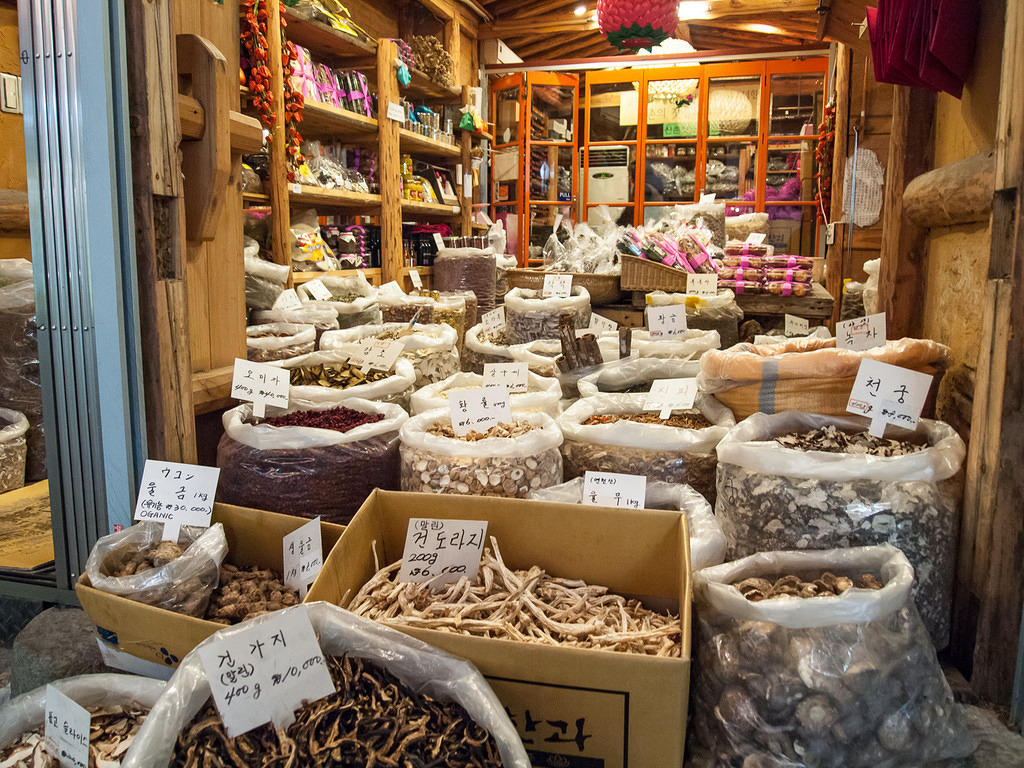 Mushrooms and herbs for sale