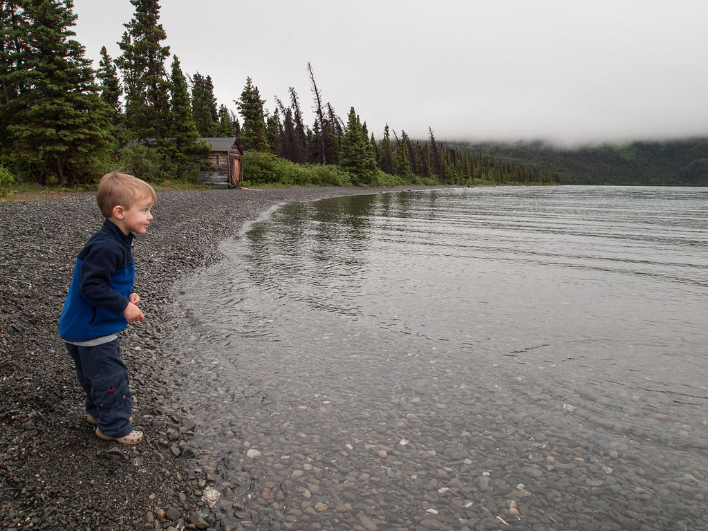 Carson throwing rocks