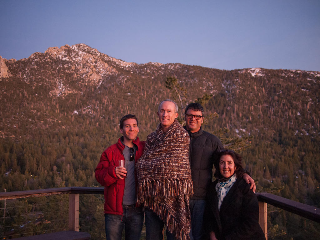 Mani, Paul, Pete and Anna enjoy the deck