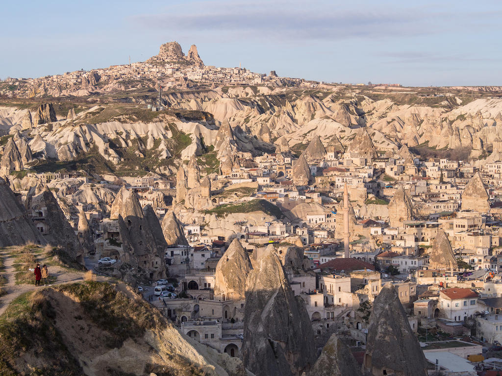 Hikers on the hill overlooking Göreme