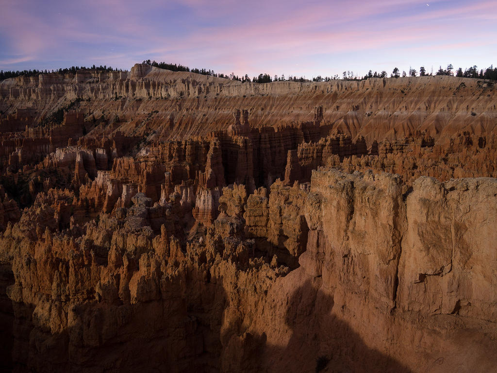 Bryce Canyon lit by moonlight