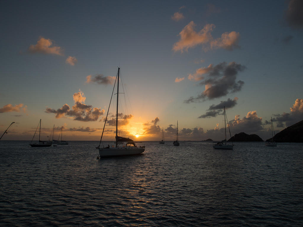 Sunset and sailboats