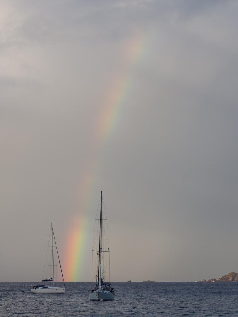 Rainbow and  sailboats