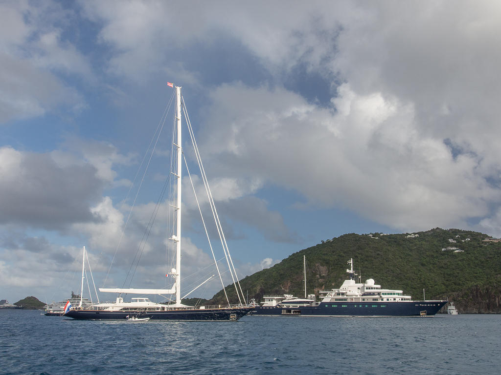 Luxury yachts anchored off Saint Barthélemy