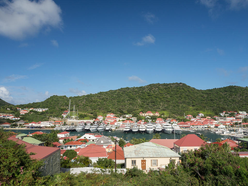 Luxury yachts in Gustavia Harbor