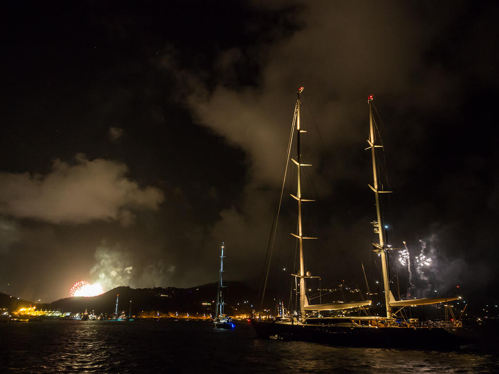 New years fireworks over Gustavia Harbor