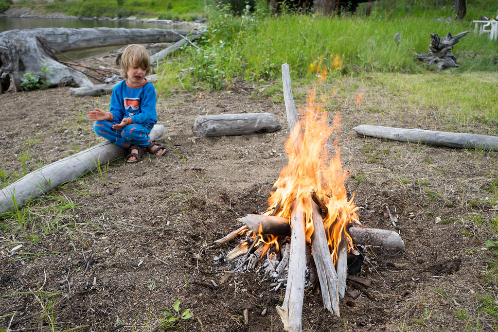 Paxton at the campfire