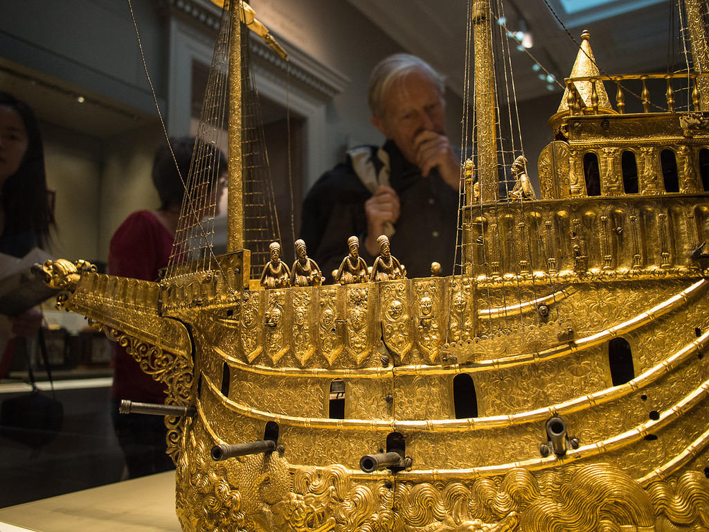 Golden ship clock