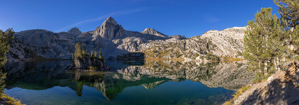 Upper Rae Lake reflection panoramic