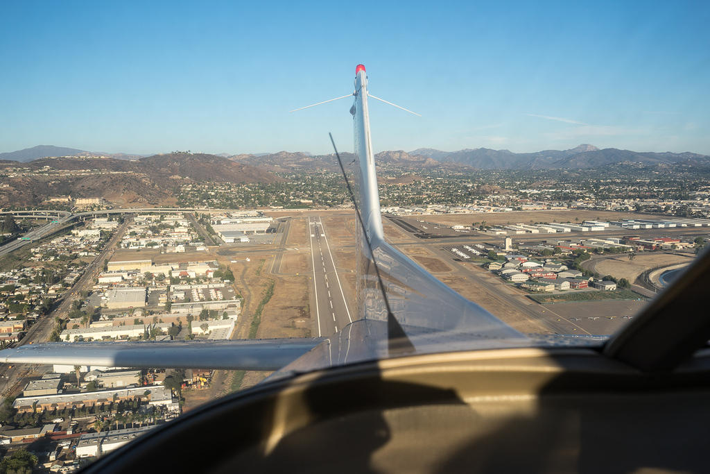 Taking off from Gillespie Field